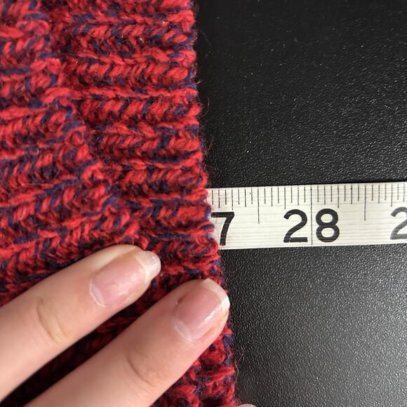 NWT VTG American Eagle Chunky Sweater L Red Wool Shawl Americana Cabin 80s USA - Picture 8 of 10